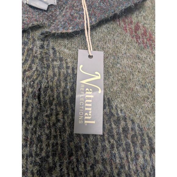 Natural Reflection Kerry Green Blue Plaid Cardigan Sweater Pockets Size Large - Picture 4 of 7